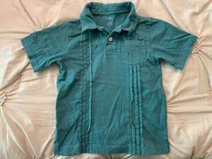 Gymboree Teal Polo Design 5 Boys Vertical Pleats Character Shirt Blue Green - Picture 1 of 3
