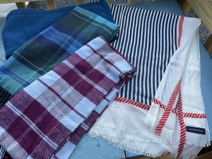 (4) Lote de bufandas Lands End-envoltura de bufanda grande náutica y 3 bufandas de lana A21 - Imagen 1 de 5