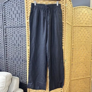 Bimba Y Lola Womens Linen Pull-On Trouser Pants Black Size Small - Picture 1 of 6