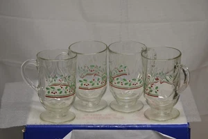4 TAZAS DE CAFÉ VINTAGE ARBY'S NAVIDAD VACACIONES VIDRIO BAYAS 5" DE ALTO - Imagen 1 de 2