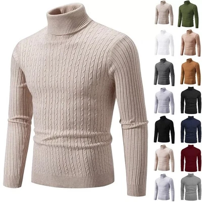 Herren Sweater Winter Warm Pullover Pulli Rollkragen Lose Strickpullover Jumper - Bild 1 von 4