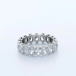 Solid Platinum Eternity Wedding Ring Classic 4 CT Oval Lab-Grown Diamond D VVS1 - Picture 1 of 5