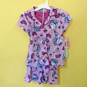 Conjunto de pijama Hello Kitty niñas rosa helado sandía pijamas XS 4/5 NUEVO CON ETIQUETAS - Imagen 1 de 7