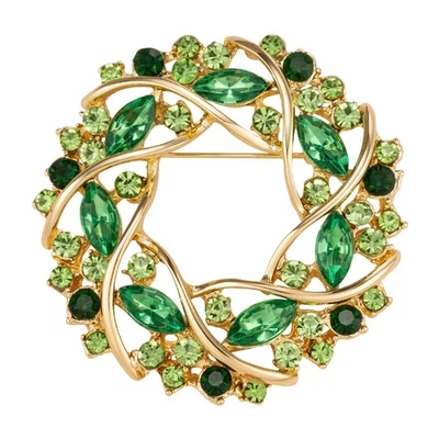 Broche broche espiral corona diamantes de imitación broche de cristal para mujer verde Foto 1 de 4