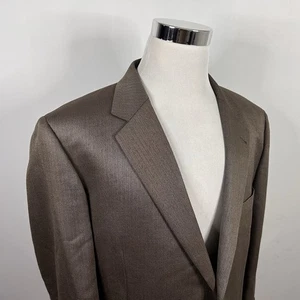 Jos A Bank 46R Sport Coat Silk Camel Hair Brown Herringbone Two Button Vented - Picture 1 of 8