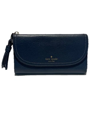 NUEVO SIN ETIQUETAS Cartera de Cuero Kate Spade NUEVA YORK WLRU3107 Azul Marino Nathalie McCall Street Foto 1 de 4