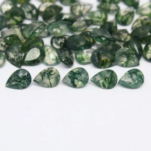 Natural Moss Agate Lot 7x5 MM Pear Shape Faceted Gemstone Lot - Picture 1 of 7