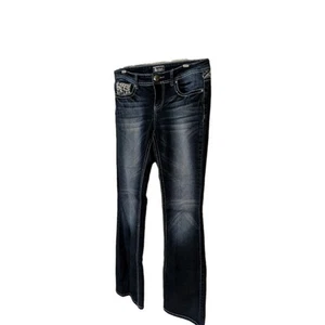 Women's Soundgirl Decorated With Lace & Sequins Blue Jeans Size 9 - Picture 1 of 4