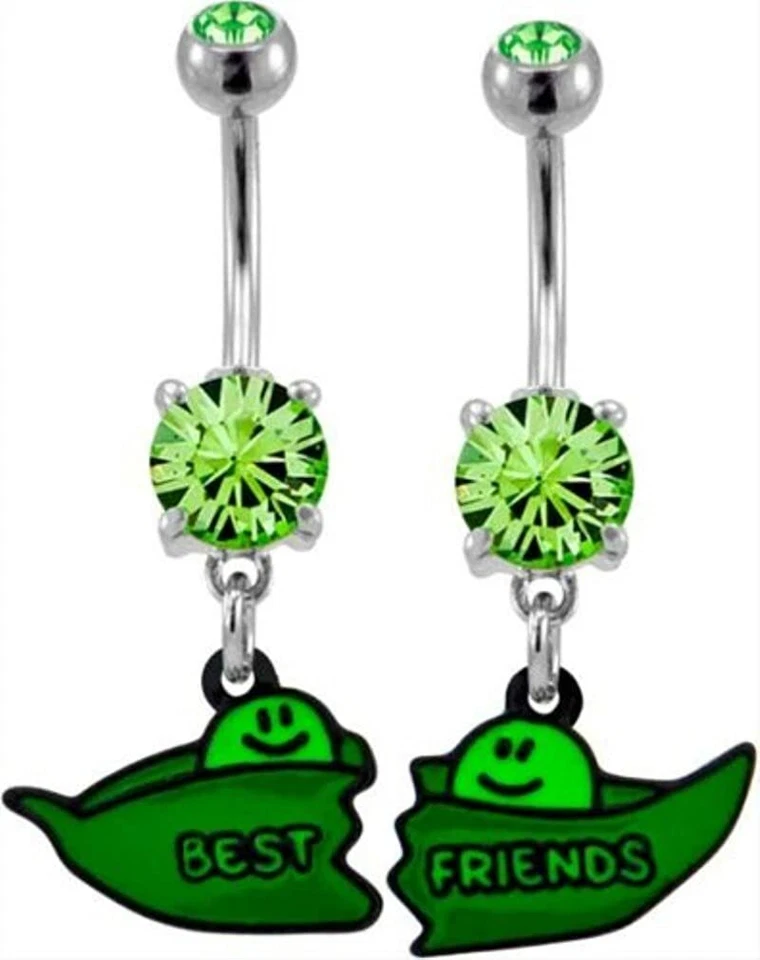 Juego de 14G Industrial Dos Guisantes En Una Cápsula Mejor Amigo Anillo Vientre Anillo Foto 1 de 1