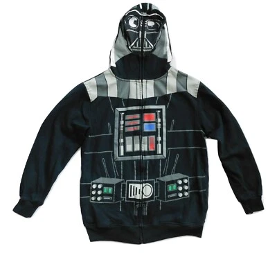 Star Wars Darth Vader Boys Hooded Sweatshirt Full Zip Hoodie Size L Costume Mask - Image 1 of 4