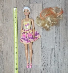 BARBIE COLOR REVEAL DOLL WITH WIG PALM TREES SUMMER BLONDE ORANGE HIGHLIGHTS - Picture 1 of 5