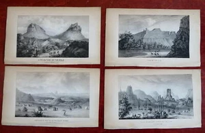 Gila River American Southwest Emory Expedition 1848 Lot x 4 lithograph prints - Picture 1 of 5