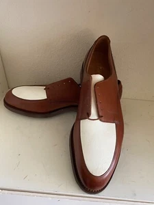 POLO Ralph Lauren x Crockett & Jones Brown canvas Leather Spectator SHOES 11 D - Picture 1 of 19