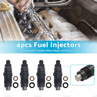 4X Diesel Fuel Injectors Suitable For Toyota Hilux Hiace 2.8 litre 3L 1989-2000 - image 1 of 4