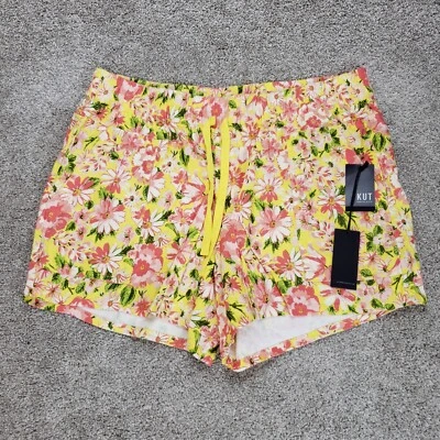 Pantalones Cortos Kut From the Kloth Para Mujer XL Amarillo Estampado Floral Mezcla de Lino Nuevos Foto 1 de 4