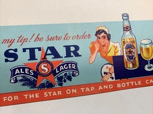 Star Ale Beer Menu Sheet Boston Massachusetts 1940’s Mint Mint Sign Go With - Picture 1 of 7