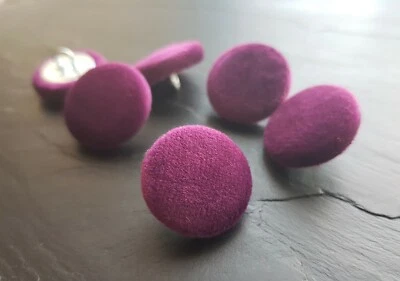 Aubergine purple velvet Hand Covered Buttons 14, 19, 23, 25 or 31mm in packs - Image 1 of 4