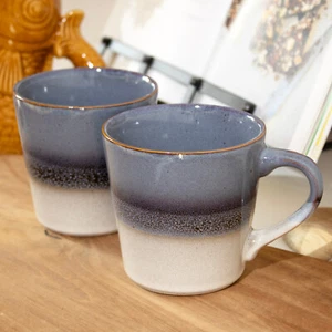 Set Of 2 Grey Reactive Fade Mugs 400ml Stoneware Large Glazed Hot Coffee Cups - Picture 1 of 4
