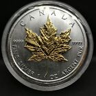 5 DOLLARS ARGENT 2011 MAPLE LEAF PLAQUE OR CANADA / 1 OZ SILVER 9999