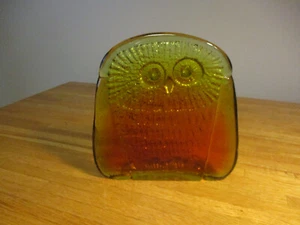 Vintage Blenko Glass Owl ombre orange Don Shepherd Signed 8 3/16" tall 1970 EUC - Picture 1 of 5