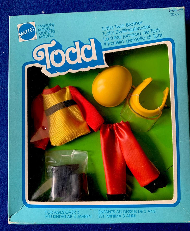 Vtg Barbie Todd Bright Color Outfit #2655 Yellow Hat With Shield Boots  NRFB - Image 1 of 1