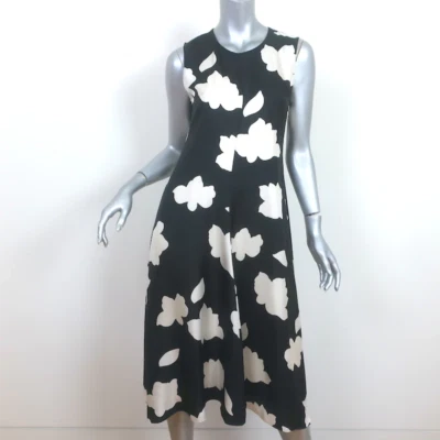 Vestido Theory Sin Mangas Nophella Negro y Crema Estampado Floral Seda Talla 2 Foto 1 de 4