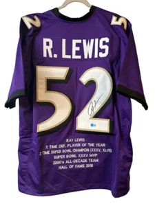 Camiseta deportiva firmada por Ray Lewis personalizada para carreras destacadas (Beckett) - Imagen 1 de 4