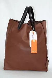 HUGO BOSS ORANGE Ledertasche, Tragetasche, Made in Italy, Pastel Brown - Bild 1 von 9
