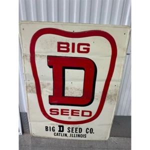 Vintage Big D Seed Co. Metal Sign Catlin Illinois Agriculture Red 48”x36” - Picture 1 of 11