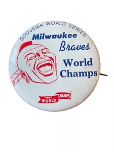 1957 Milwaukee Braves World Series Champs button pin Pinback 2 1/4" - Picture 1 of 2