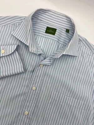 Sid Mashburn Dress Shirt 15x34 Long Sleeve Button Up Green Stripped Read - Image 1 of 4