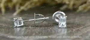 2Ct Radiant Lab Created Diamond Solitaire Stud Earrings 14K White Gold Finish - Picture 1 of 1