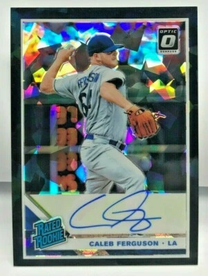 Caleb Ferguson 2019 Donruss Optic BLACK Cracked Ice Prizm RC Autograph Auto /25 - Image 1 of 2