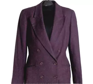 Ladies Double Breasted Suit Linda Allard Ellen Tracy Burgundy Herringbone Size 8 - Picture 1 of 18