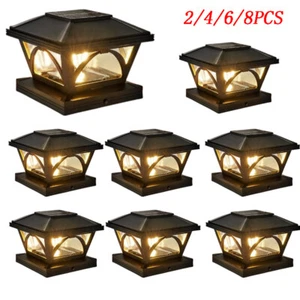 2-8PCS Outdoor Light Solar Post Deck Fence Cap 4x4/5x5 Bright Light NEW - Picture 1 of 18