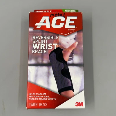 ACE Reversible Splint Wrist Brace Adjustable Black 1ct Stabilizes & Supports - Image 1 of 4