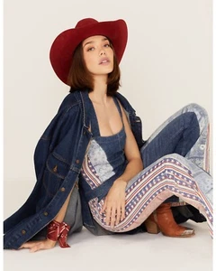 Free People Dallas Jumpsuit Americano Combo Gr. 2 Denim Flare Leg Stars Stripes - Bild 1 von 10