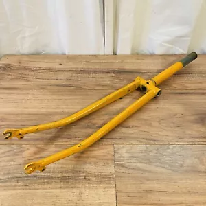 Vintage Yellow 1970s Raleigh 27" Road Touring Fork 1-Inch 1” Threaded - Picture 1 of 12