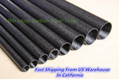 3K Carbon Fiber Tube OD15mm x ID10mm 12mm 13mm x 500MM Roll Wrapped Pole-H - Image 1 of 4