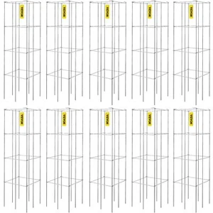 11.8" x 11.8" x 46.1", 10 Packs Square Plant Support Cages Steel Tomato Cages - Picture 1 of 7