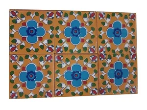 Floral Kitchen Washroom Mosaic Furniture Tile Handmade Backsplash 3'' Set Of 6 - Picture 1 of 3