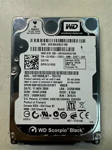 DELL J165G WD1600BJKT-75F4T0 701574 160GB 7.2K RPM 16MB Cache 3Gb/s SATA2.5"HDD - Picture 1 of 3