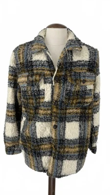 Zara Men's Plaid Fleece Jacket Wool Blend Size L - Image 1 of 4