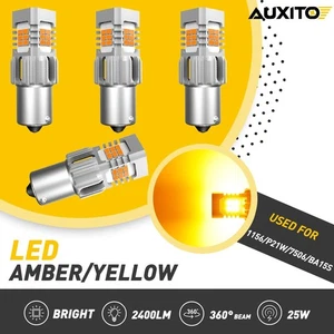 4x 1156 7506 LED Yellow Amber Turn Signal Blinker Light Reverse DRL Light Bulbs - Picture 1 of 12
