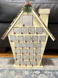 Wooden House Advent Calendar 25 Doors Reusable Holiday Christmas 16” READ - Picture 1 of 16