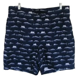 NAUTICA Swim Trunks/Shorts XL, Blue/White Fish, Mesh, Pockets, Drawstring - Picture 1 of 13