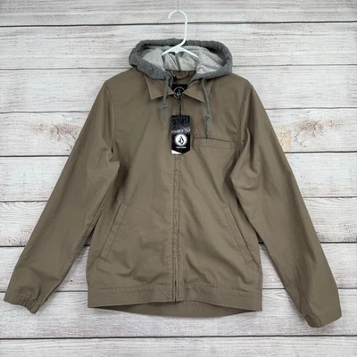 Volcom Warren Full Zip Hooded Jacket Mens Small Brown Gray NEW - Image 1 of 4