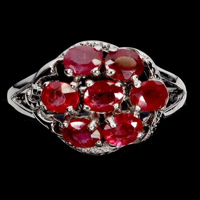 925 Sterling Silver Ring Oval Ruby 4x3mm Natural Gemstone Jewelry Size 7 - Image 1 of 4