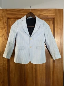 Boys Blazer Size 7 Vineyard Vines Seersucker Blure And White - Picture 1 of 10