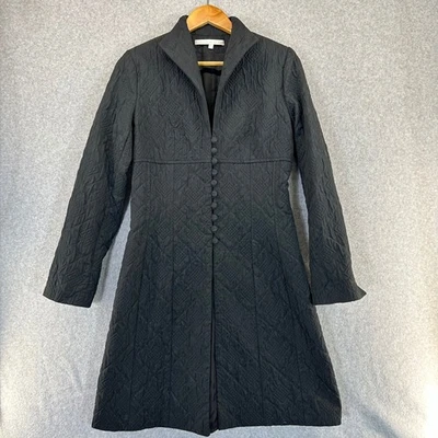 Abrigo midi Christie de la Rue negro acolchado con botones delanteros para mujer talla 2 Foto 1 de 4